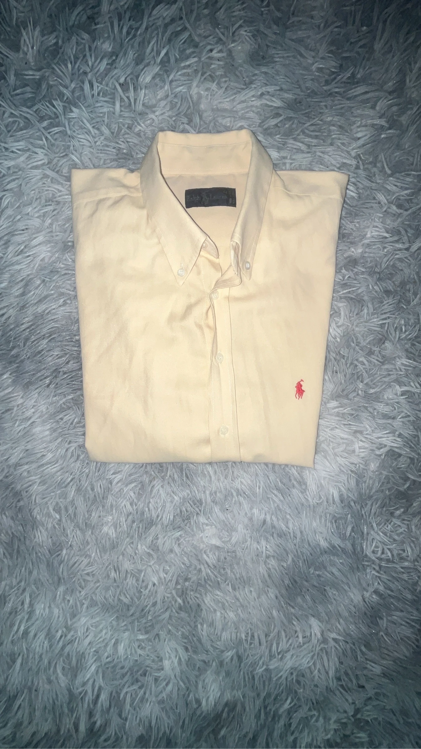 Chemise Ralph Lauren Vintage 90s Made in USA – Jaune Pâle / Crème – Taille XL (44)